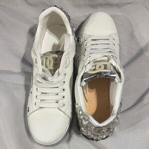 Dolce & Gabbana White Sneakers with Metallic Accents